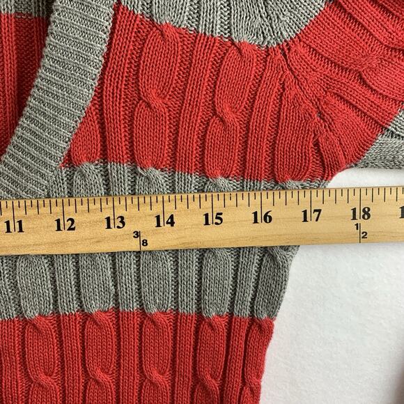 Wet Seal Womens Y2K Fitted Cable Knit Cardigan Sweater Sz XL Striped Preppy Punk - Picture 4 of 9